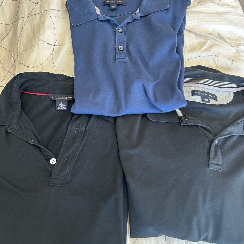 Banana Republic Men's Blue and Black Polo Shirts